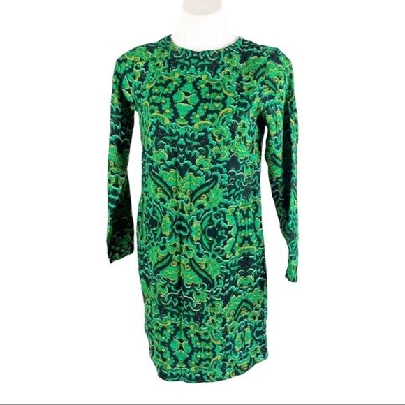 H&M Women’s Green Dress Size 4 Long Sleeve Open Back Casual Lightweight Mini - Picture 1 of 11